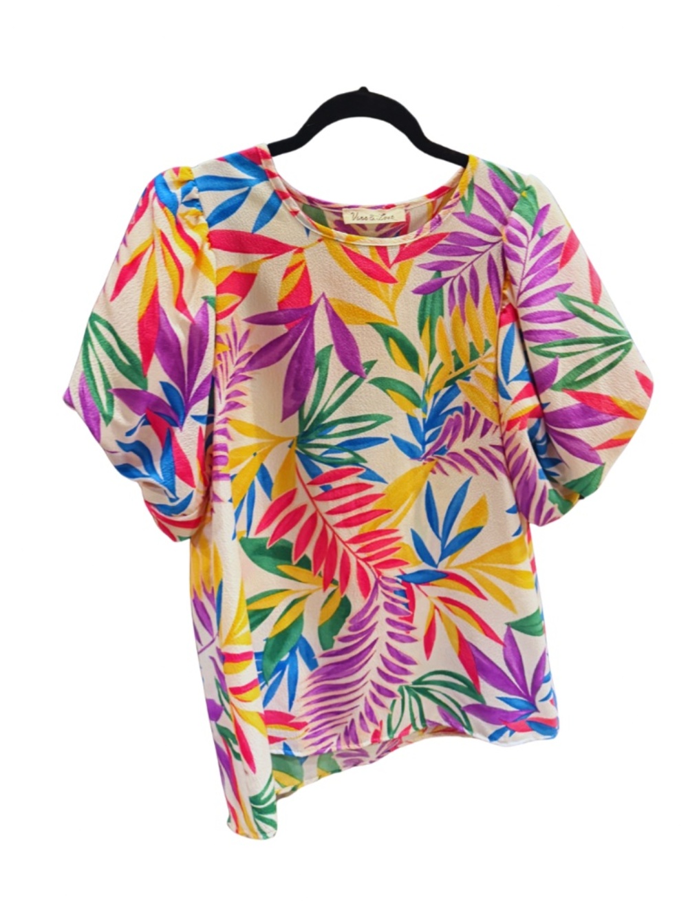 NWT Vine & Love Colorful Greenery Women’s Blouse Size Large